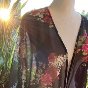 Black Floral Sheer Cardigan Cover